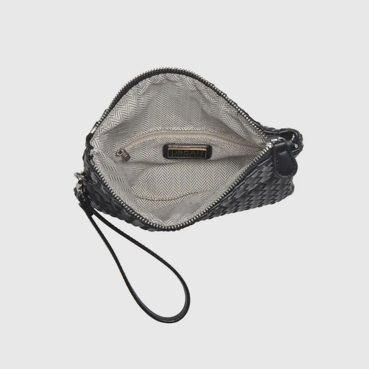Aria Woven Wristlet Clutch-black
