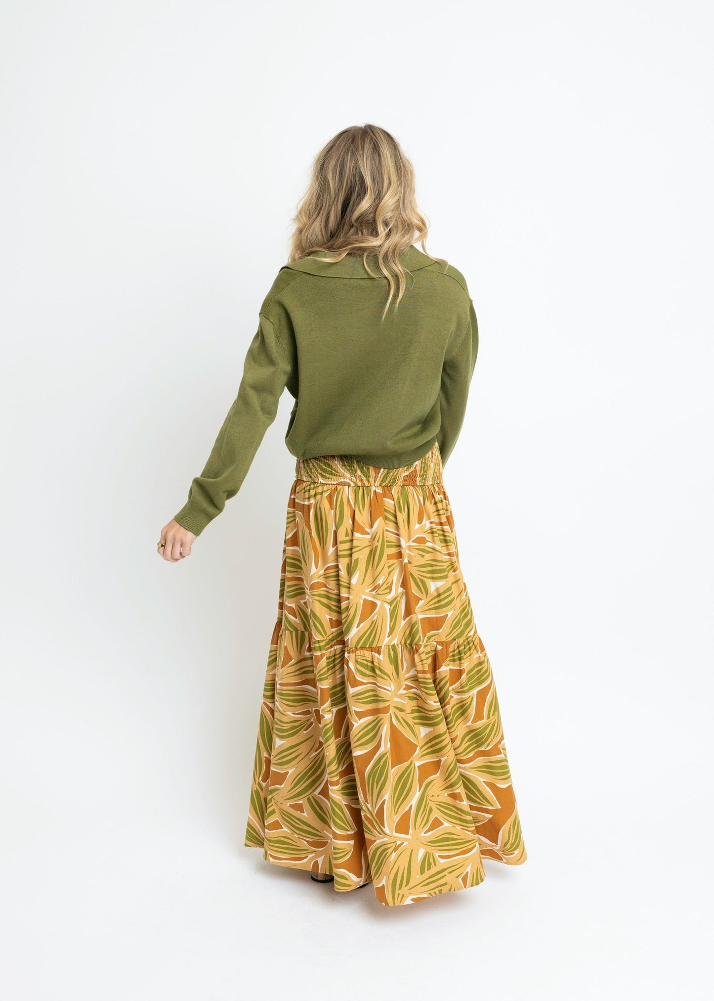 Desert Palm Smock Tier Maxi Skirt