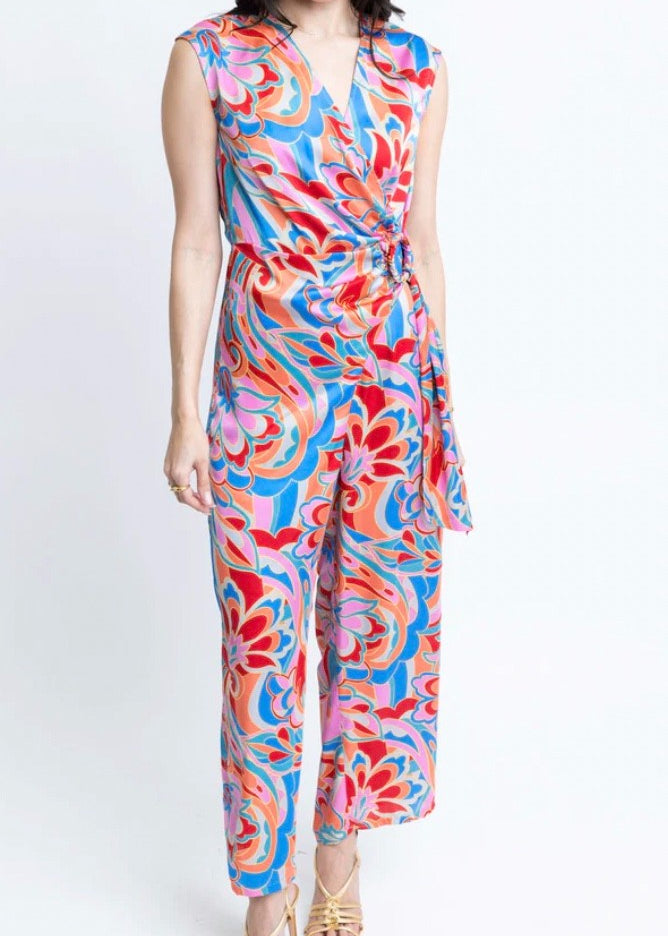 Abstract Satin Wrap Jumpsuit|64