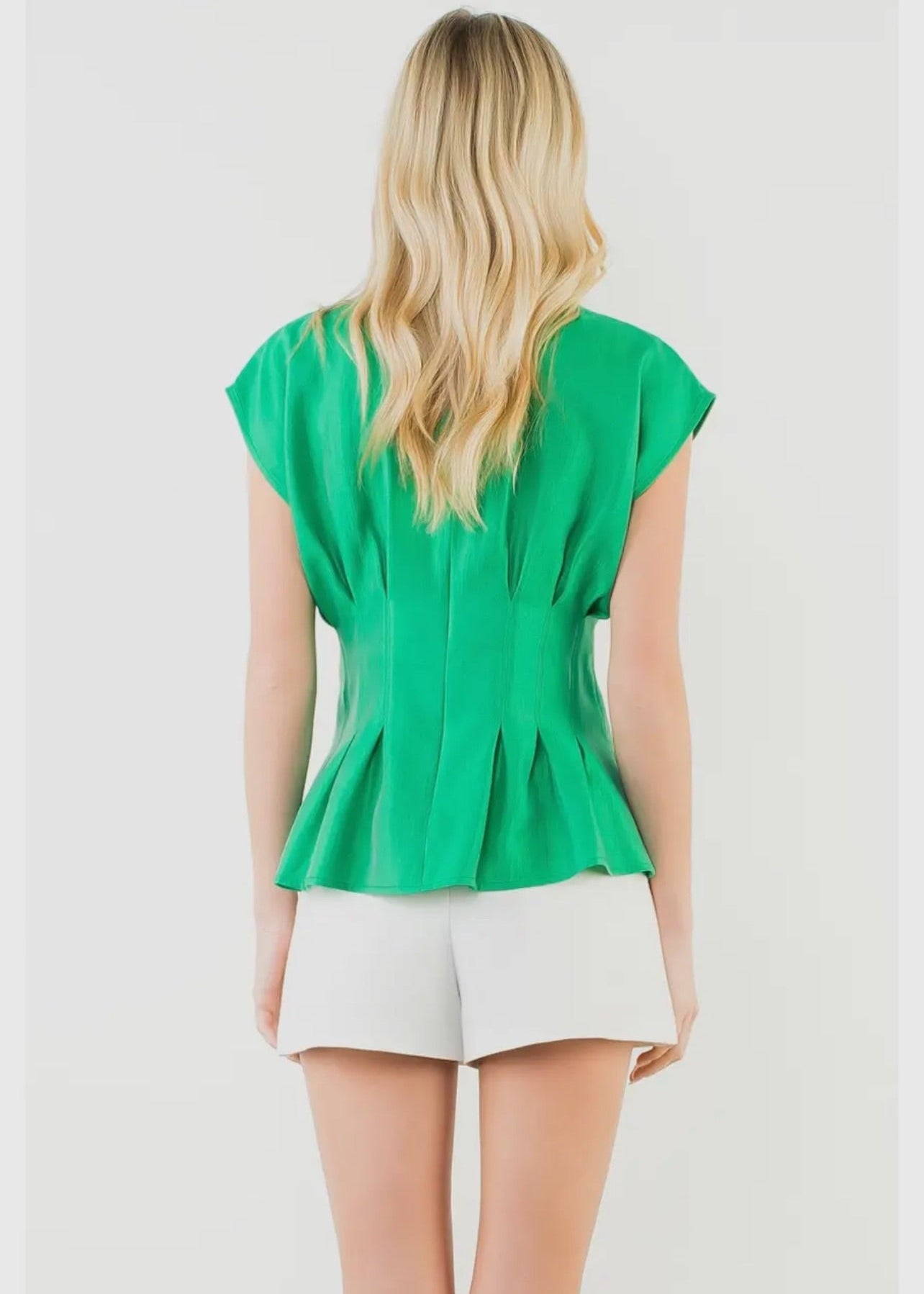 Short Sleeve Pintuck- Emerald