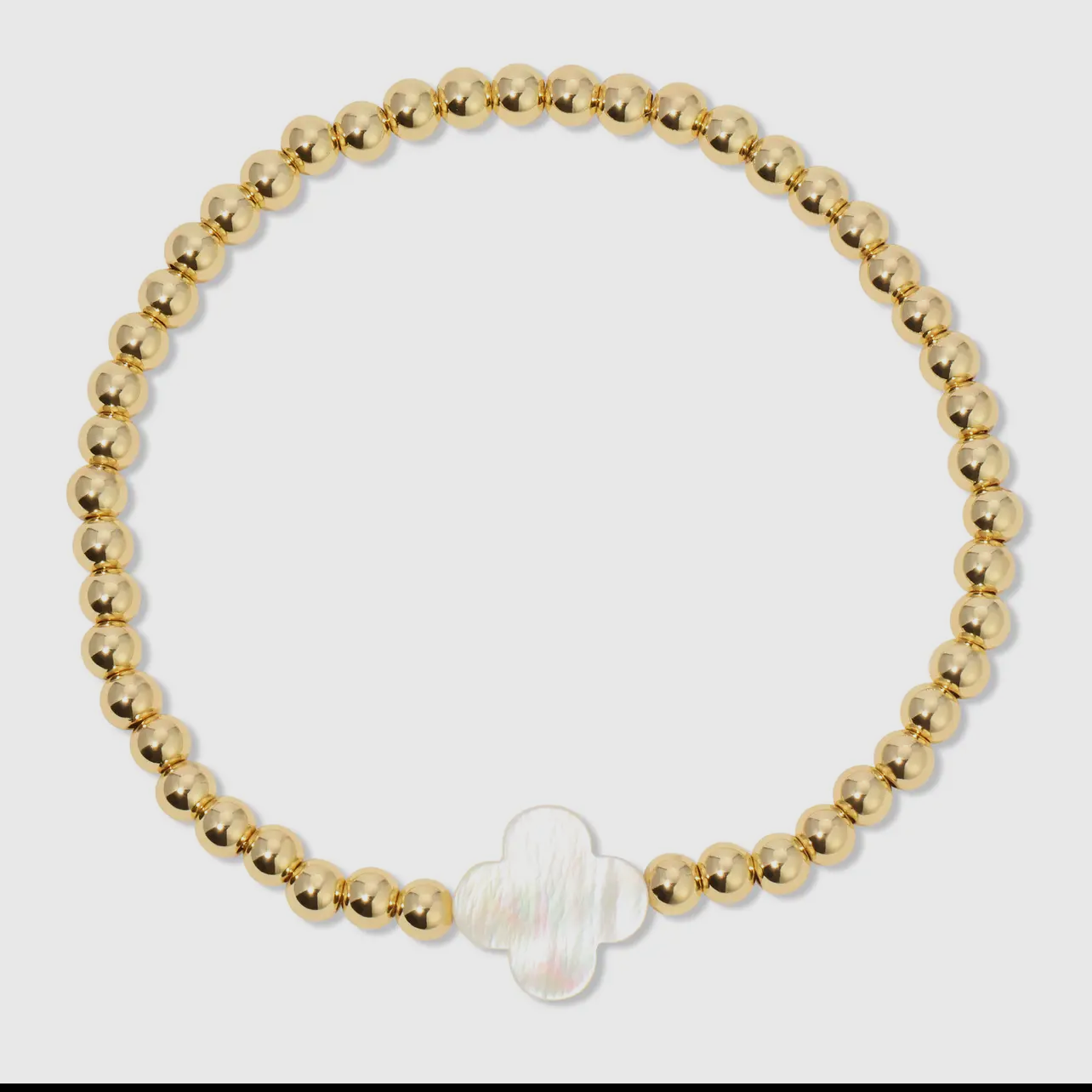 Gold beaded bracelet with Shell- 18k gold plated
