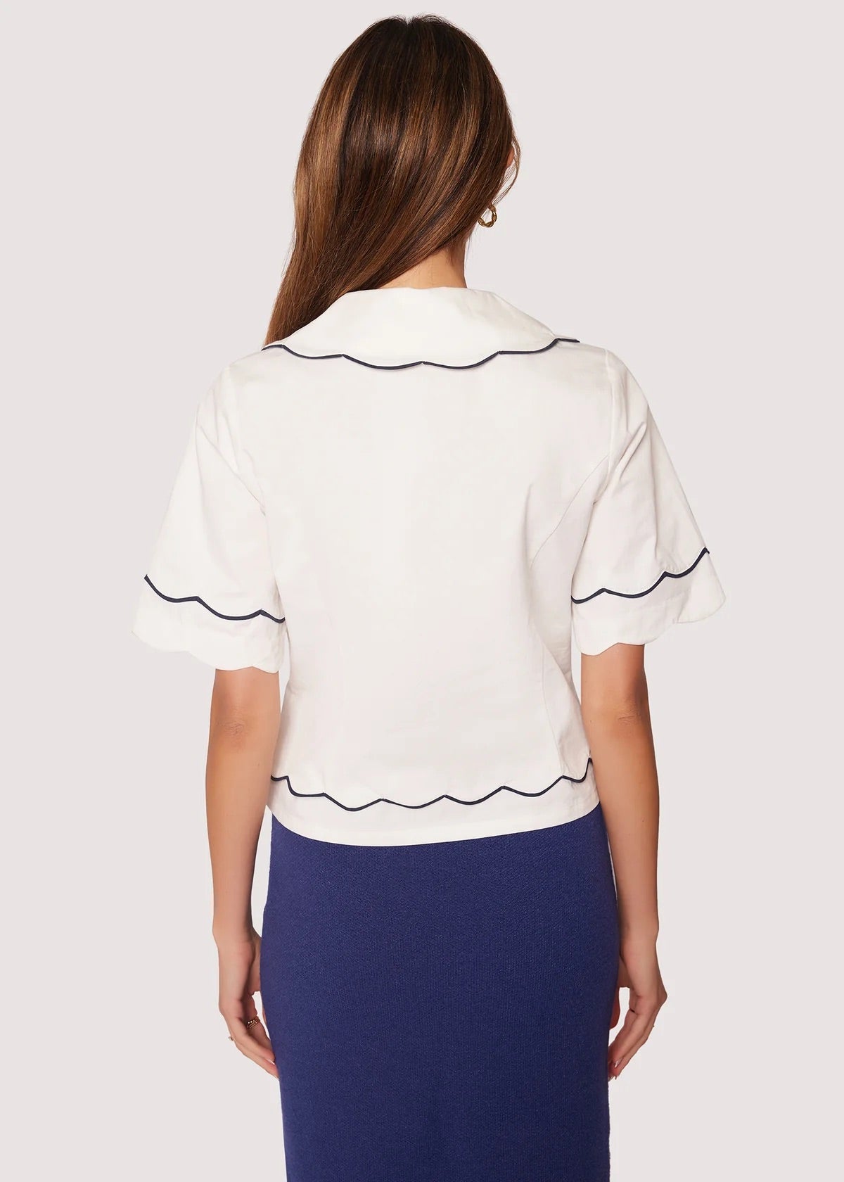 Hamptons Dream Top- Sailor Collar- White/Navy