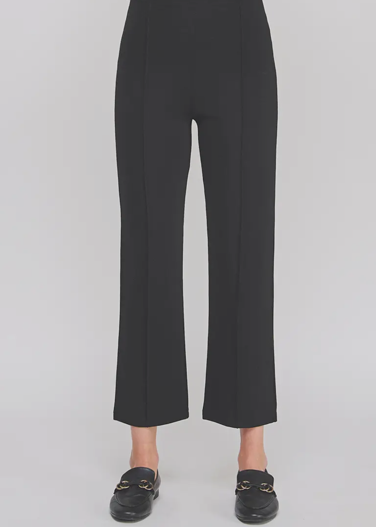 High waist seamed ankle pant - black