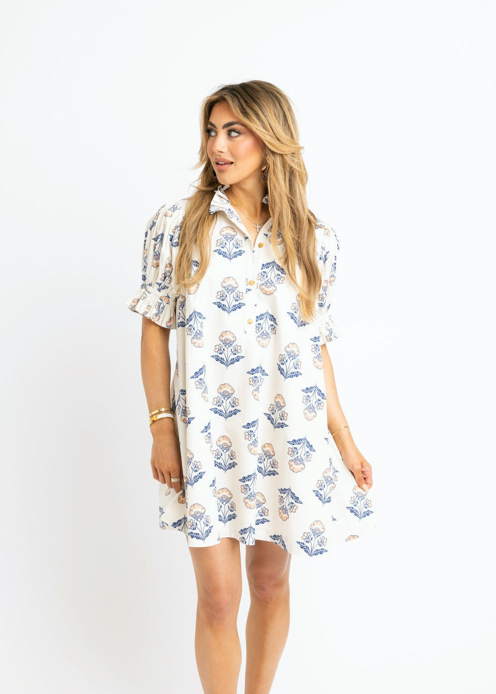Vintage Floral Pleat Slv Tie Back Dress|152