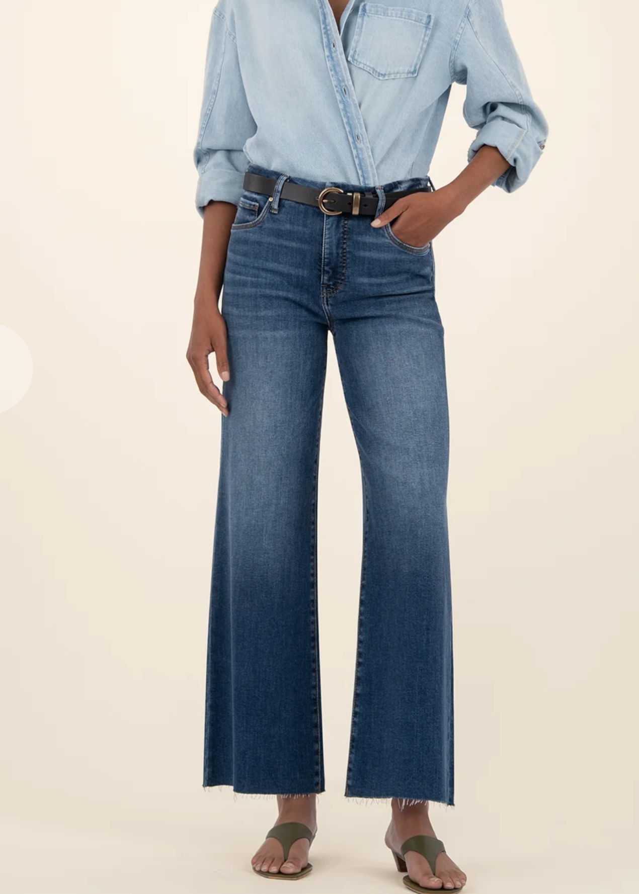 KUT from the Kloth-Meg-High Rise- Wide Leg- Raw Hem