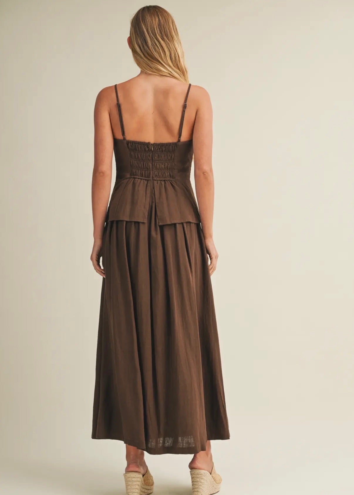 Architectural Tiered Bodice Maxi - Brown