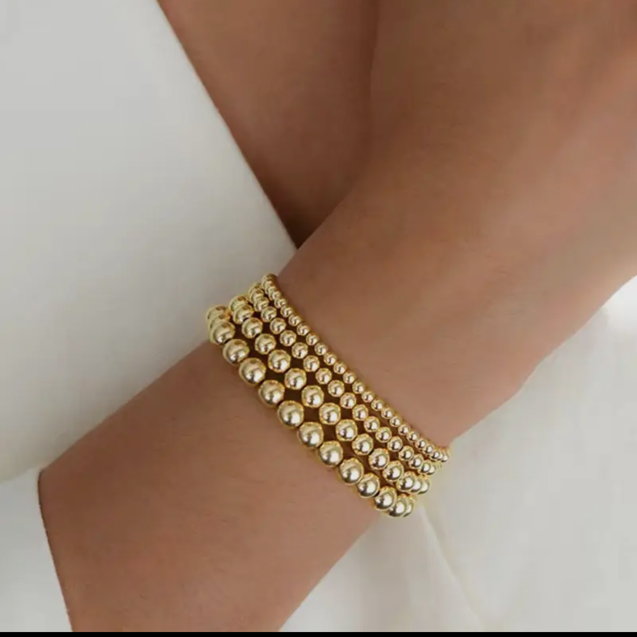 Gold Beaded Bracelet - 4mm