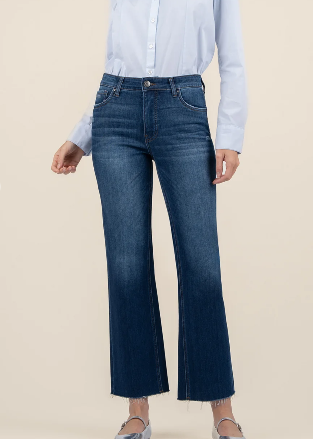 Kelsey High Rise Ankle Flare Raw Hem