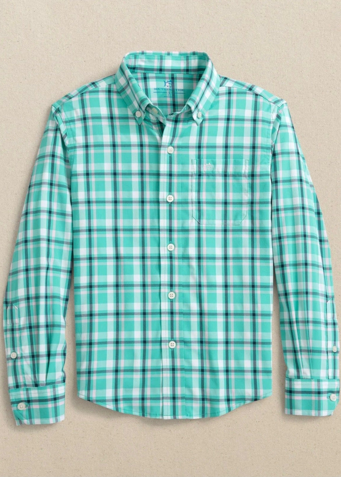 Boys/Youth Turtle Green Plaid Sportshirt
