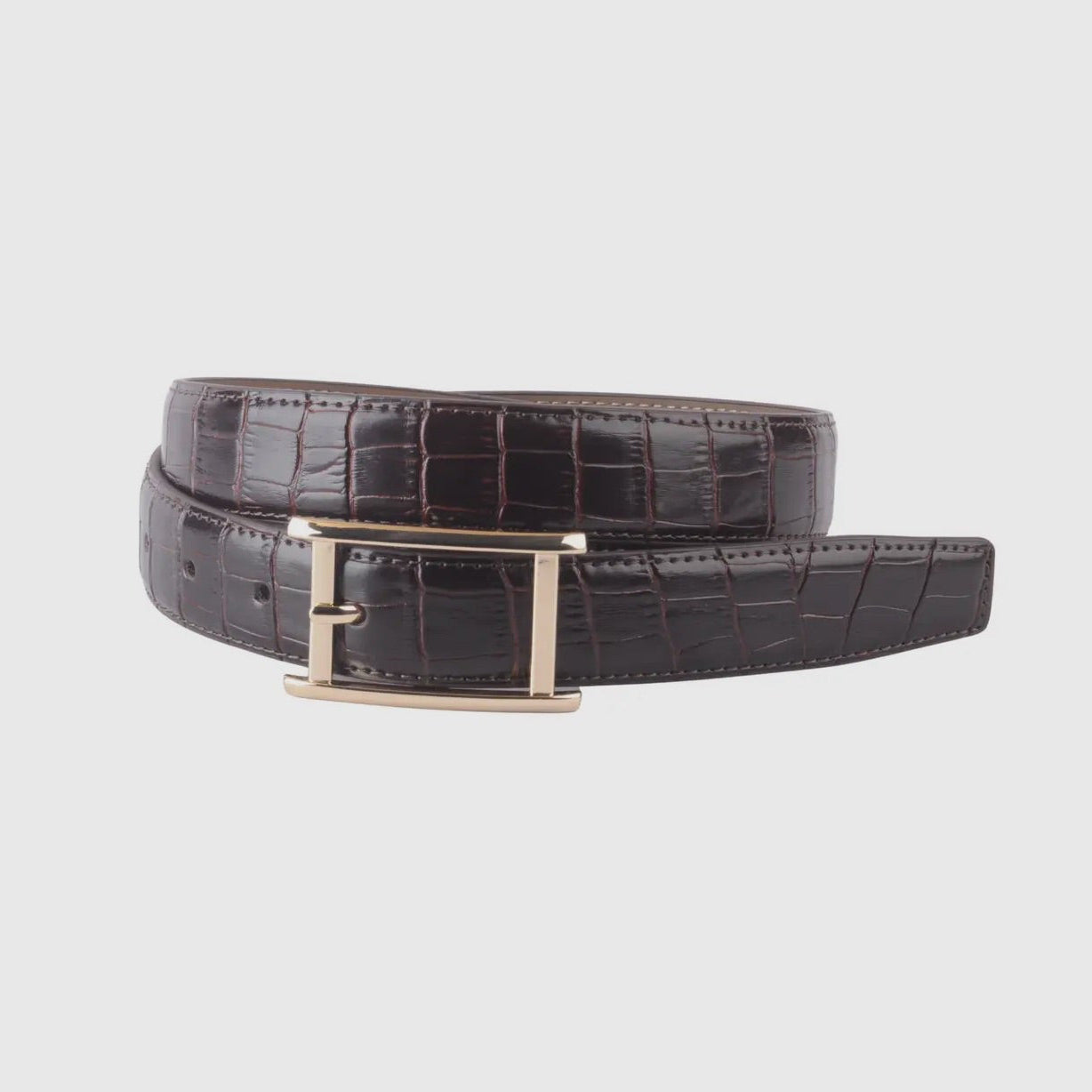 Croco Belt w/ Gold Buckle - Black