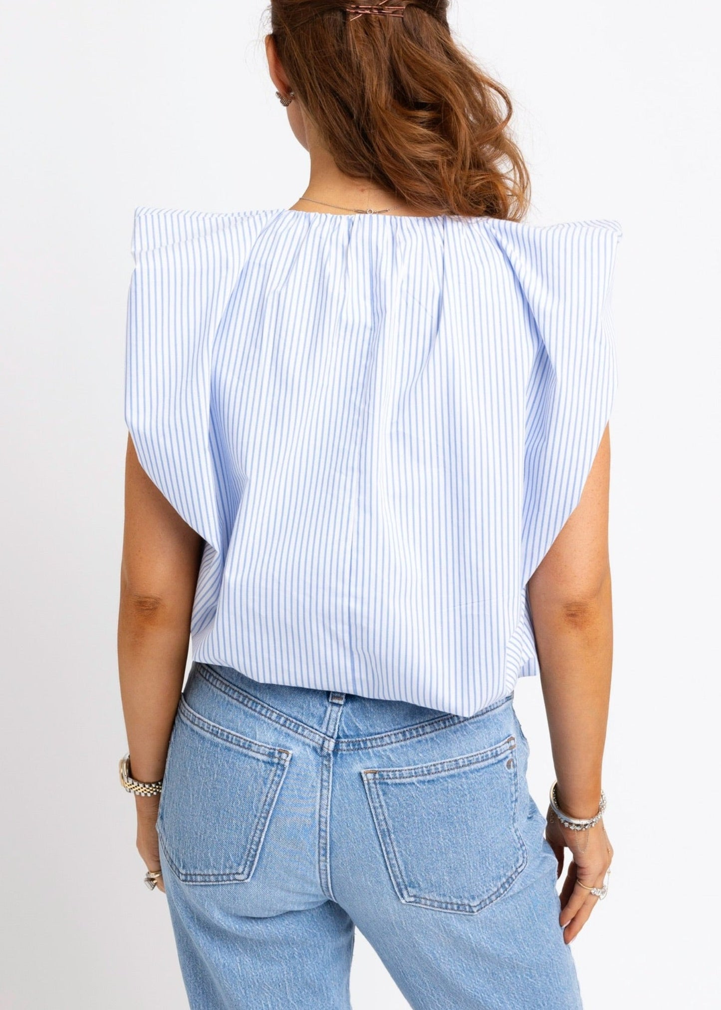 Stripe Poplin Bubble Top