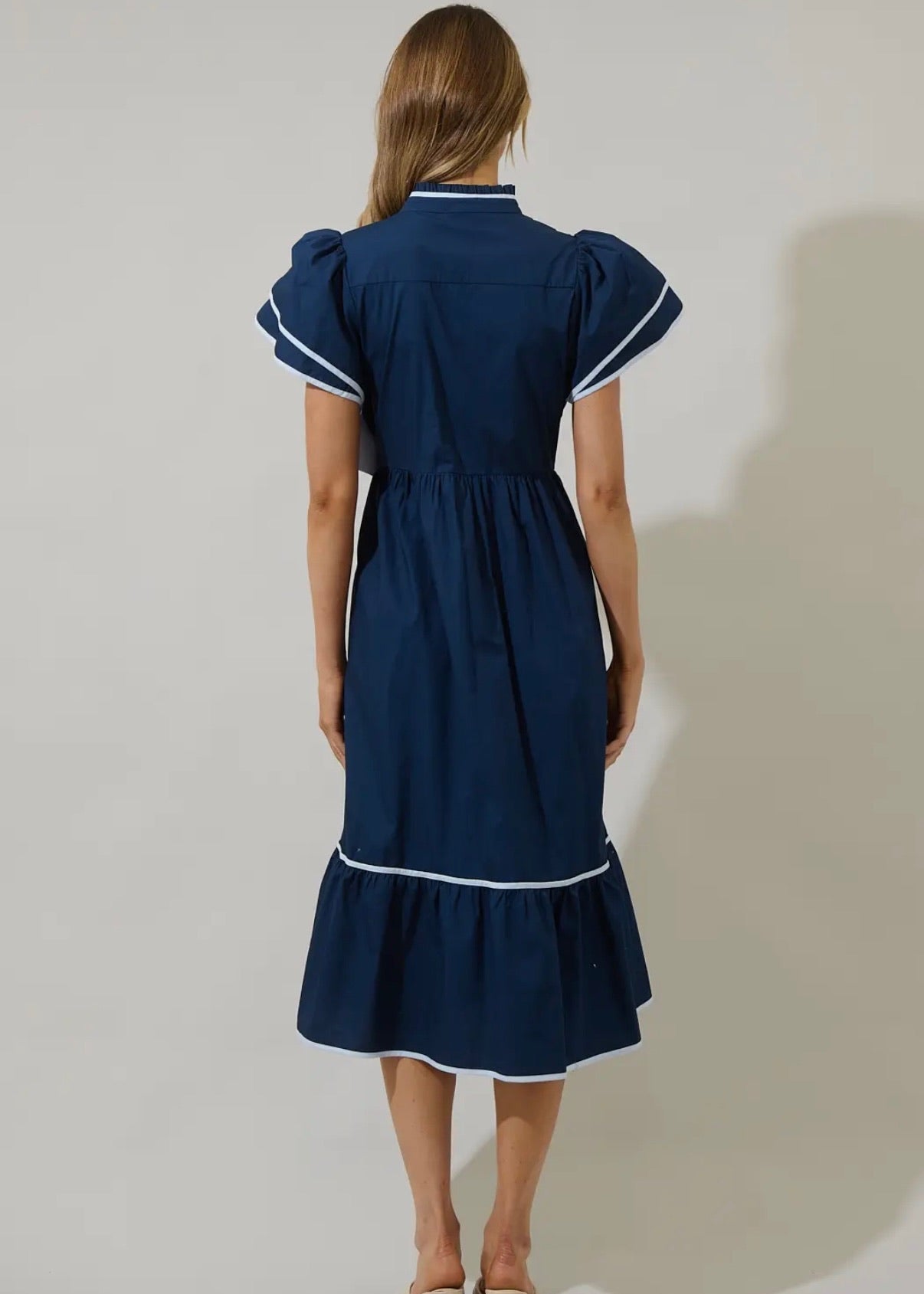 Davie Button-down Midi Dress Navy