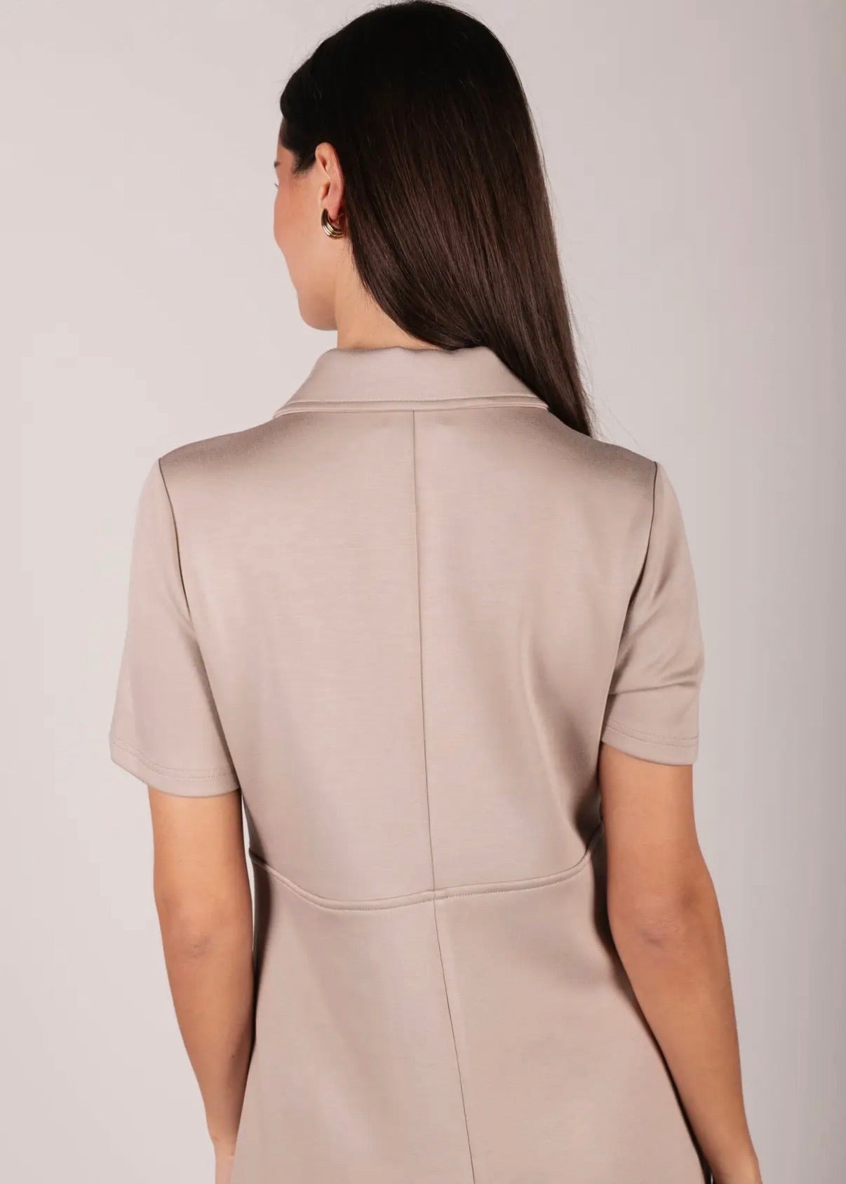 Butter Modal Quarter Zip Dress-Taupe