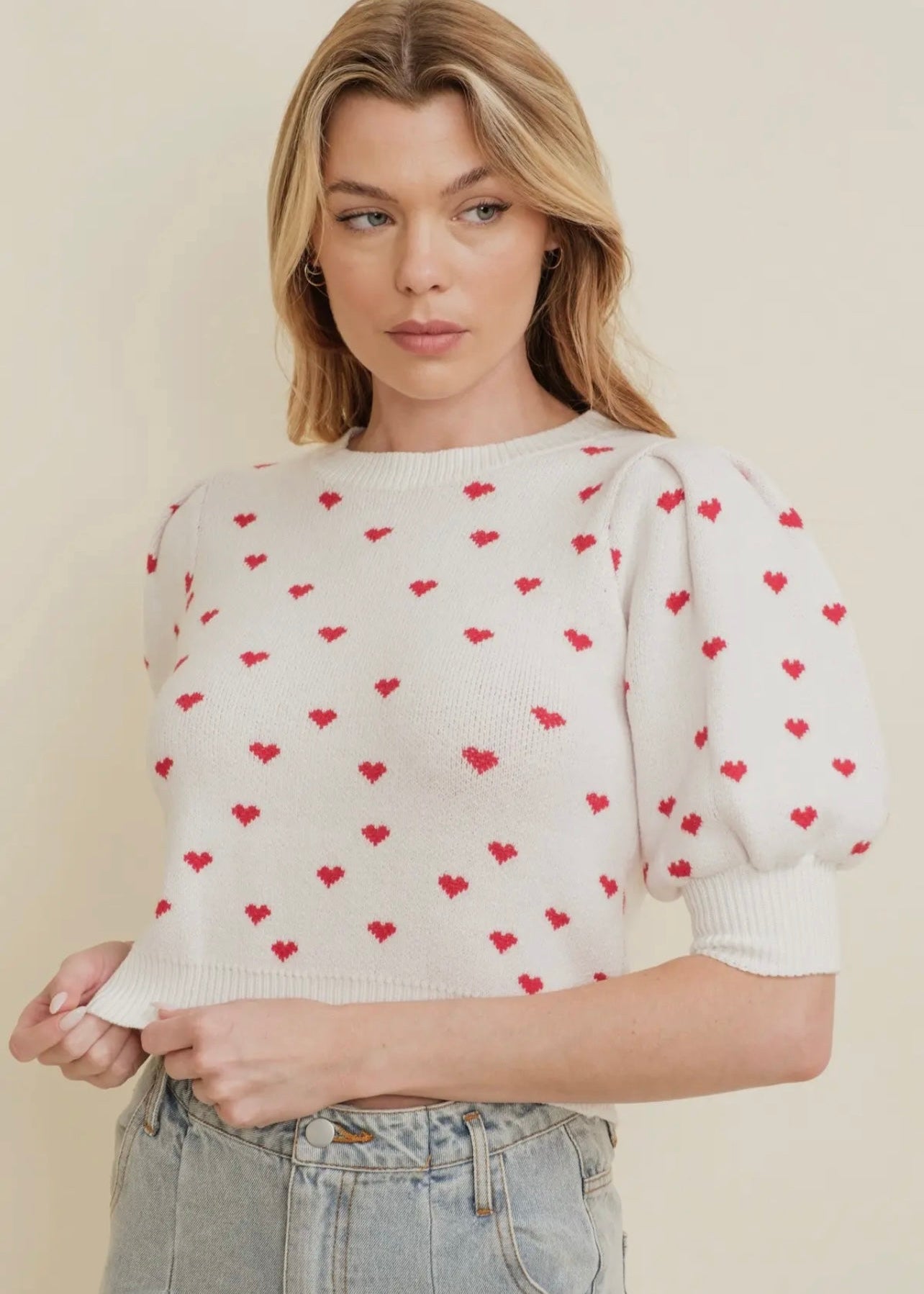 Heart Pluff Sleeve Sweater