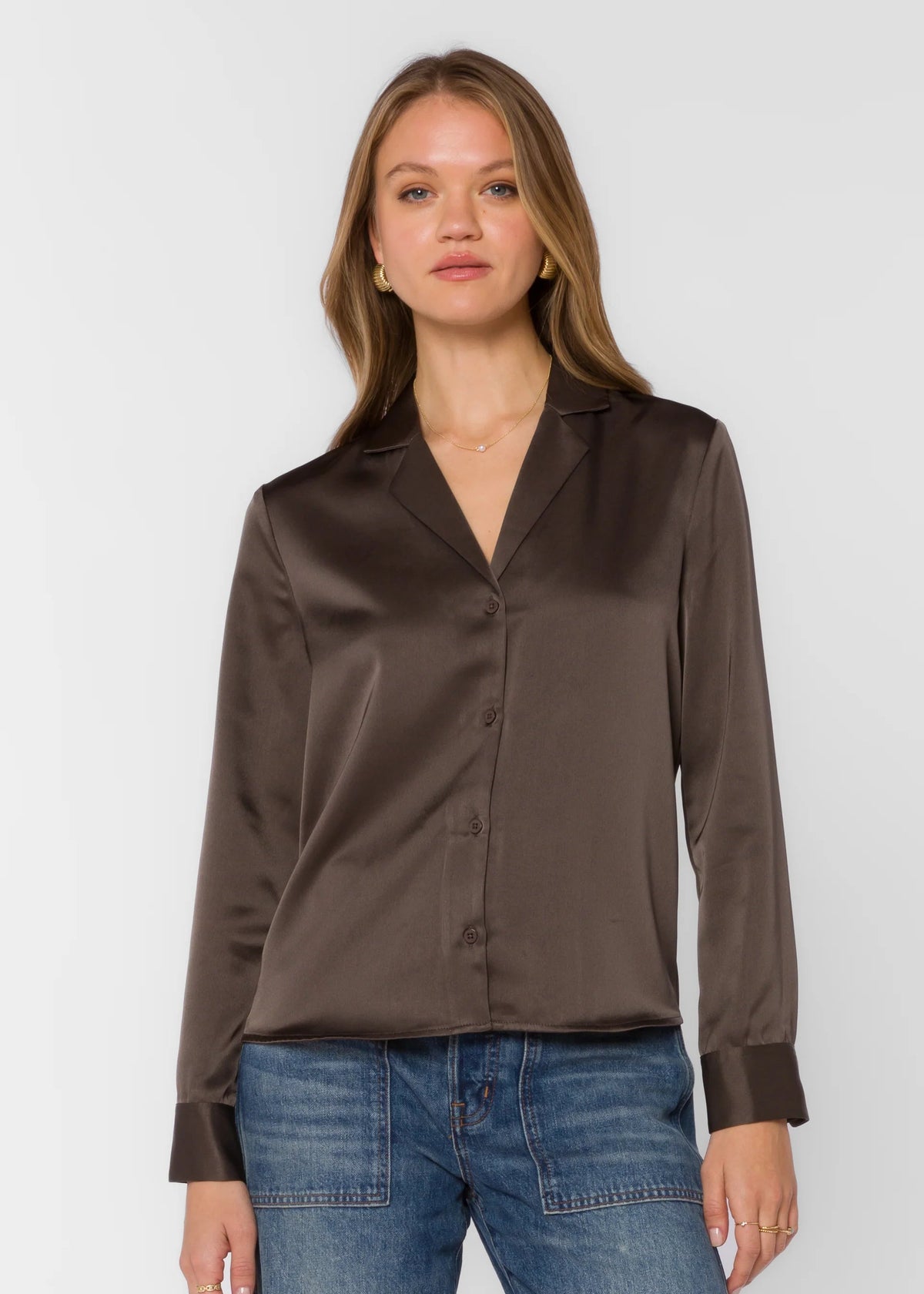 Kensley Silk Top - Bronze Olive
