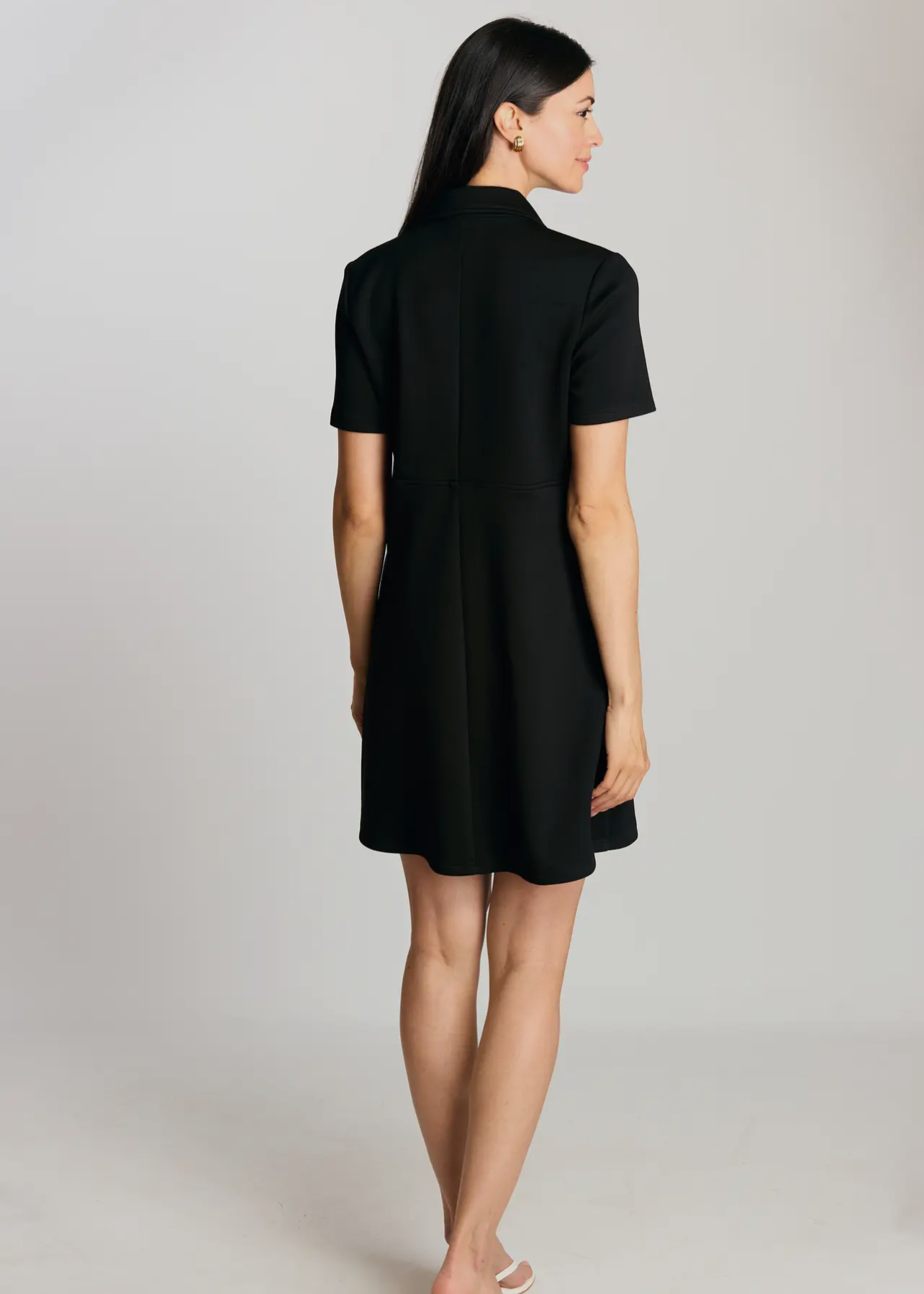 Butter Modal Quarter Zip Dress-Black