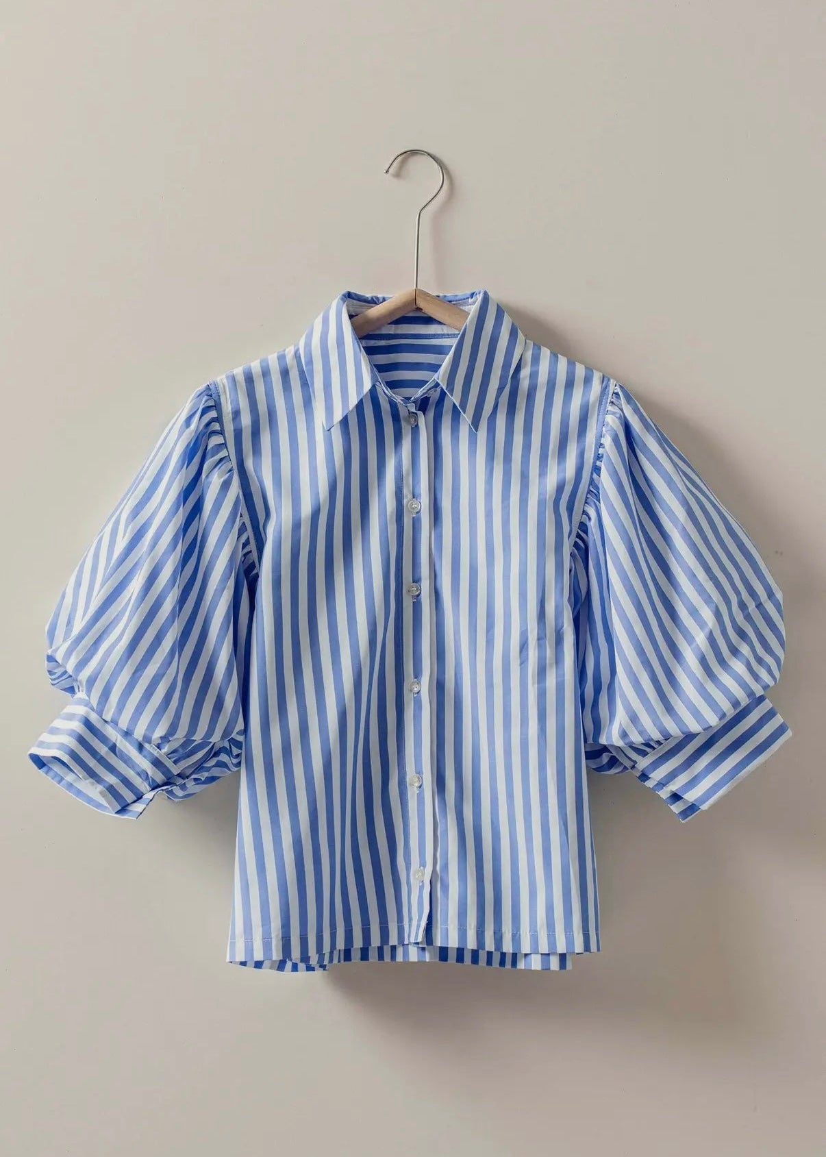 Boho drop waist blouse- blue stripe