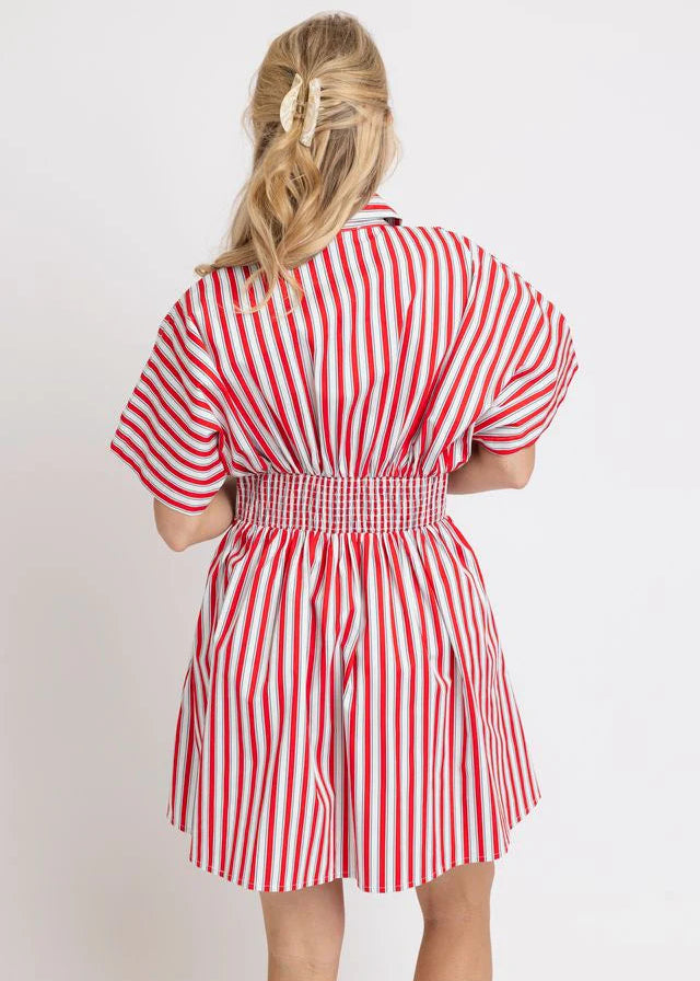Stripe "America" Button Shirt Dress