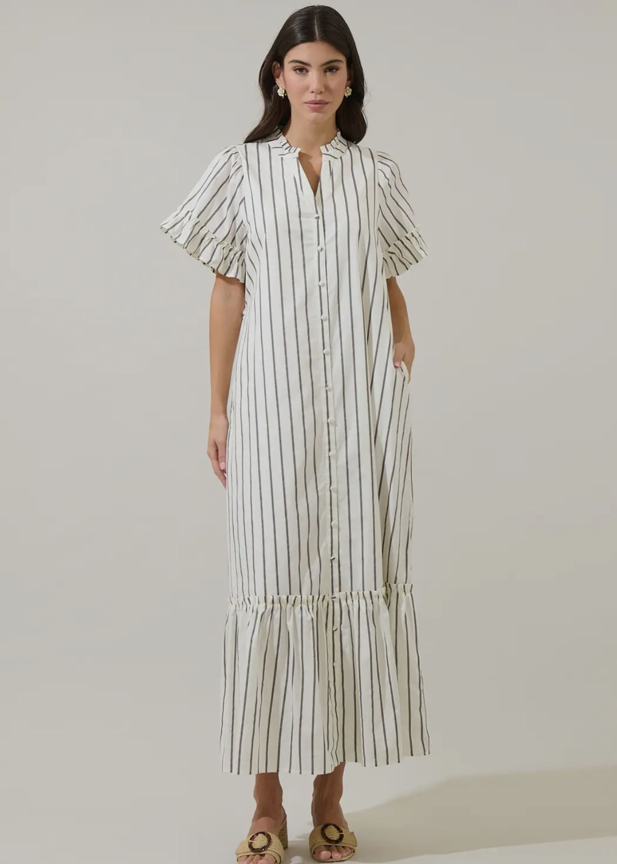 Kamara Striped Button Up Midi Dress