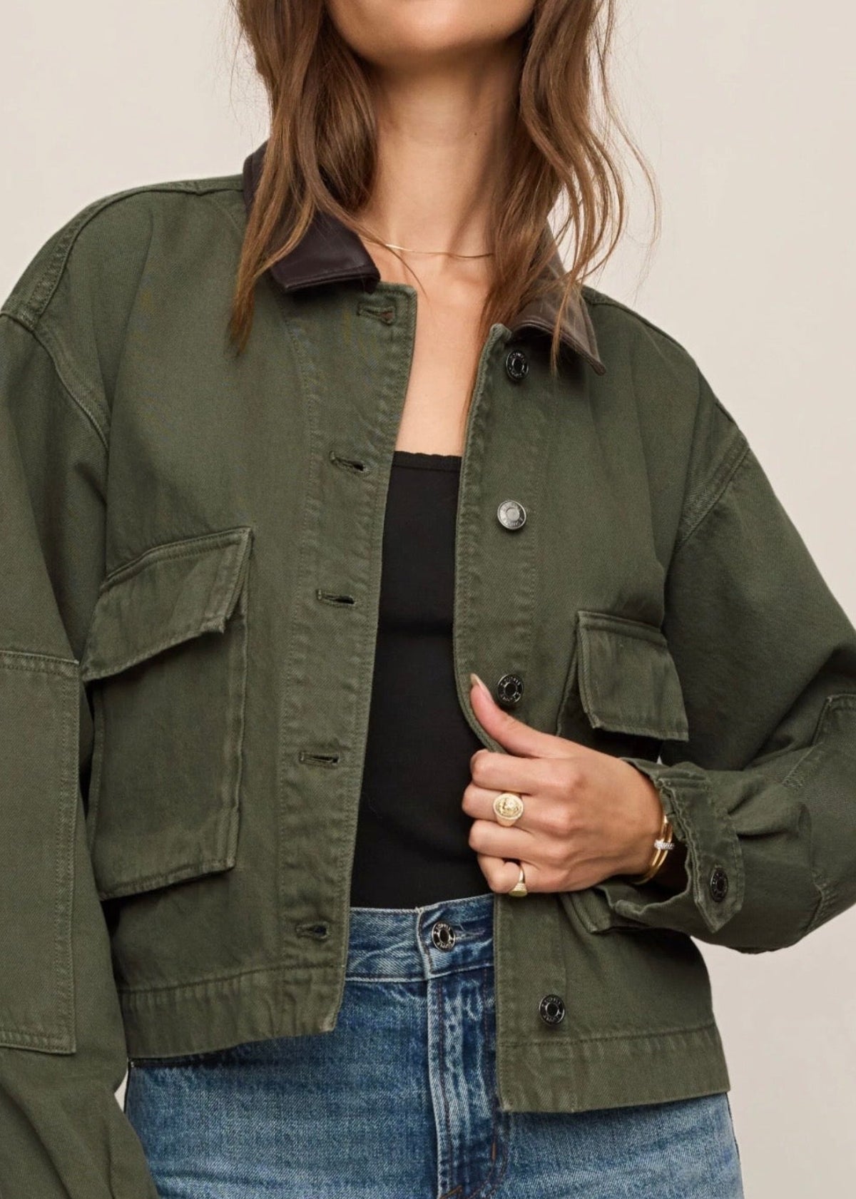 Cropped Chore Jacket - Dusk Sage
