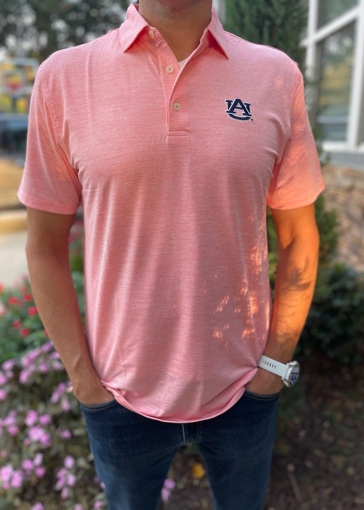 Auburn- Spacedye Polo-Endzone Orange