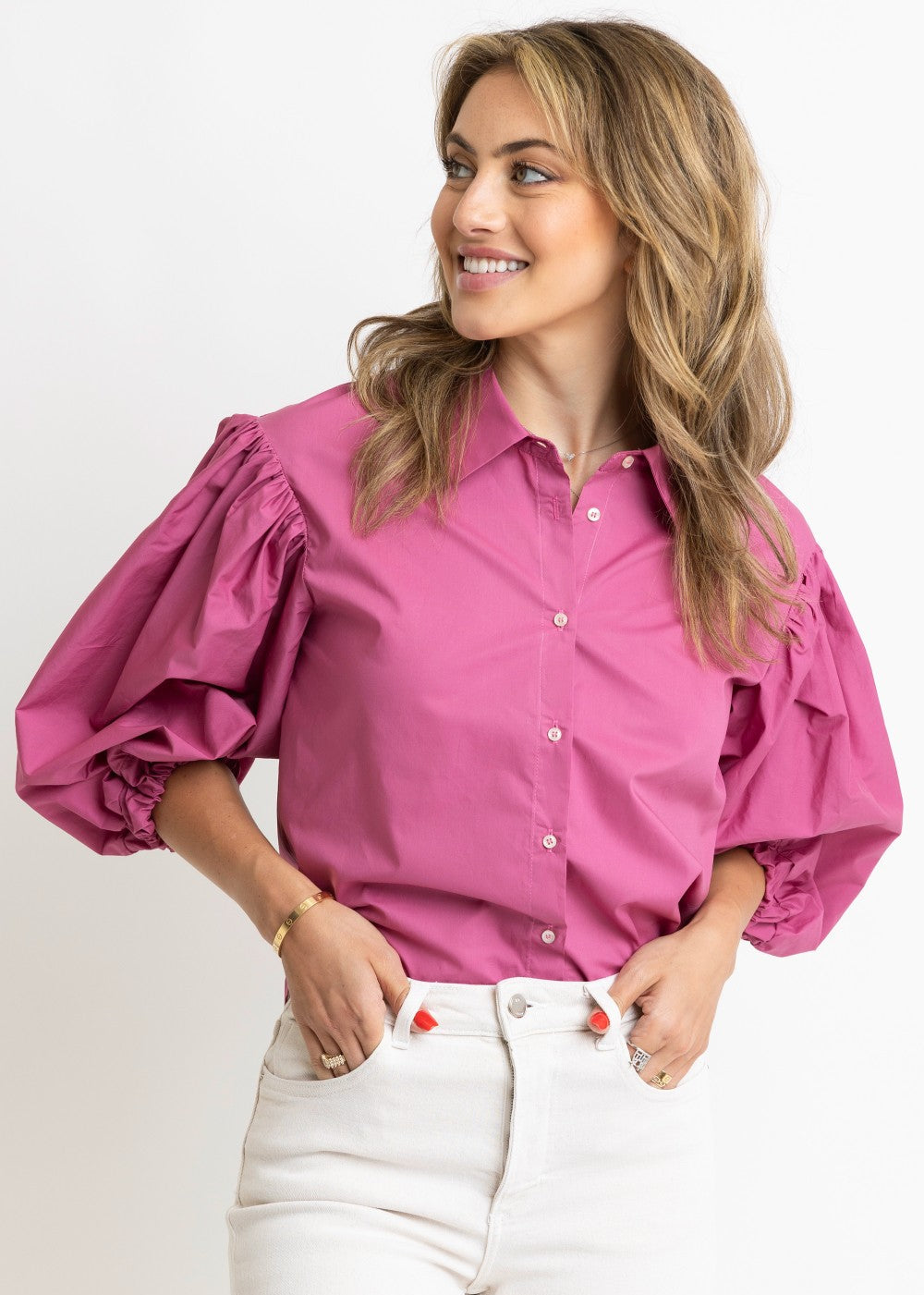 Solid Poplin Button Top|126