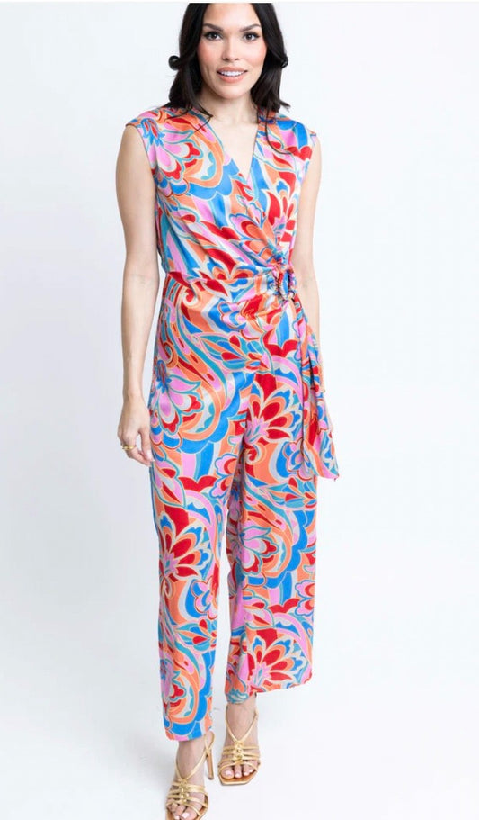 Abstract Satin Wrap Jumpsuit|64