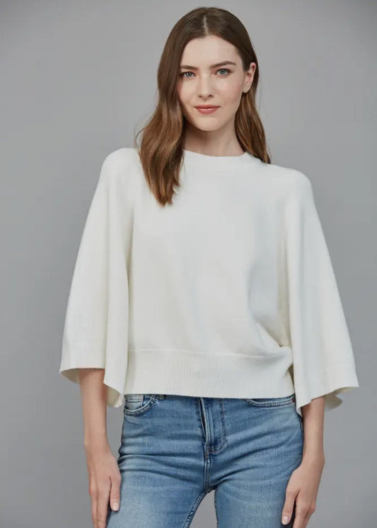Reglan Sleeve Crew Neck Sweater- Cream