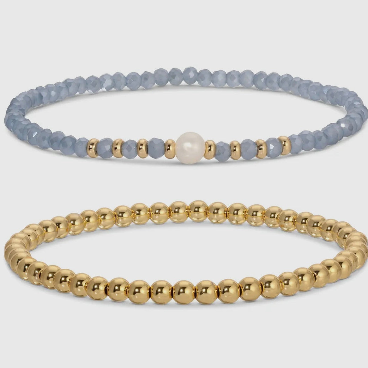 18k Gold Plated Duo Pearl Bracelet Set- Periwinkle