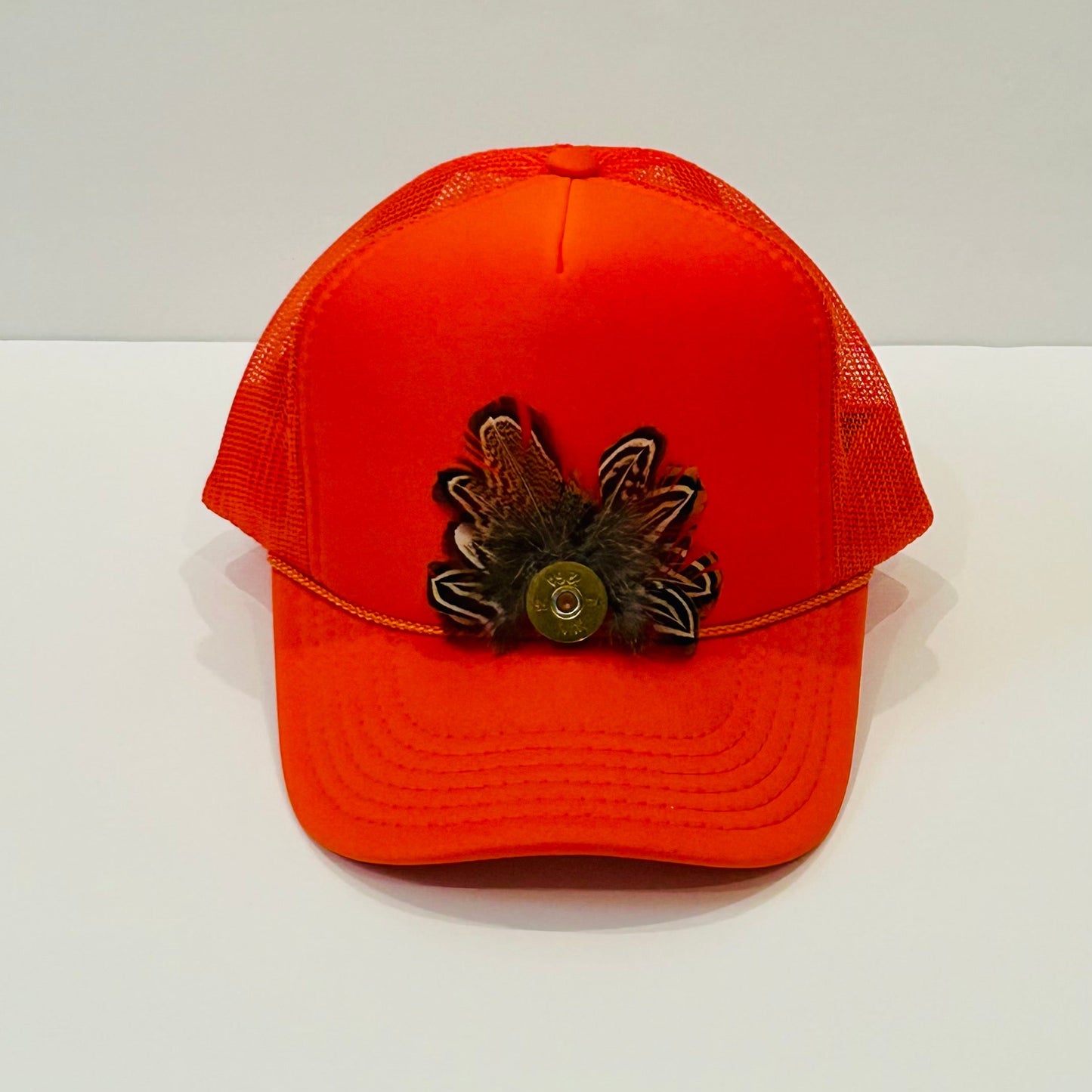 Trucker Hat with Pheasant Pin-orange