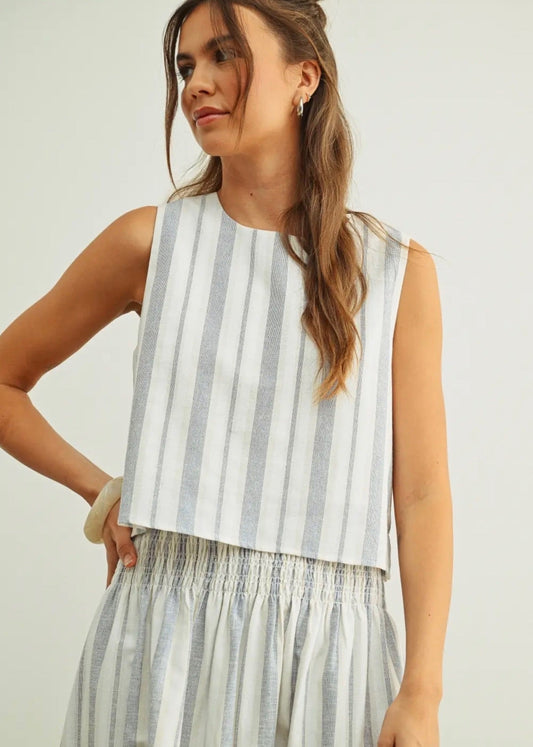 Stripe Sleeveless Crop Top