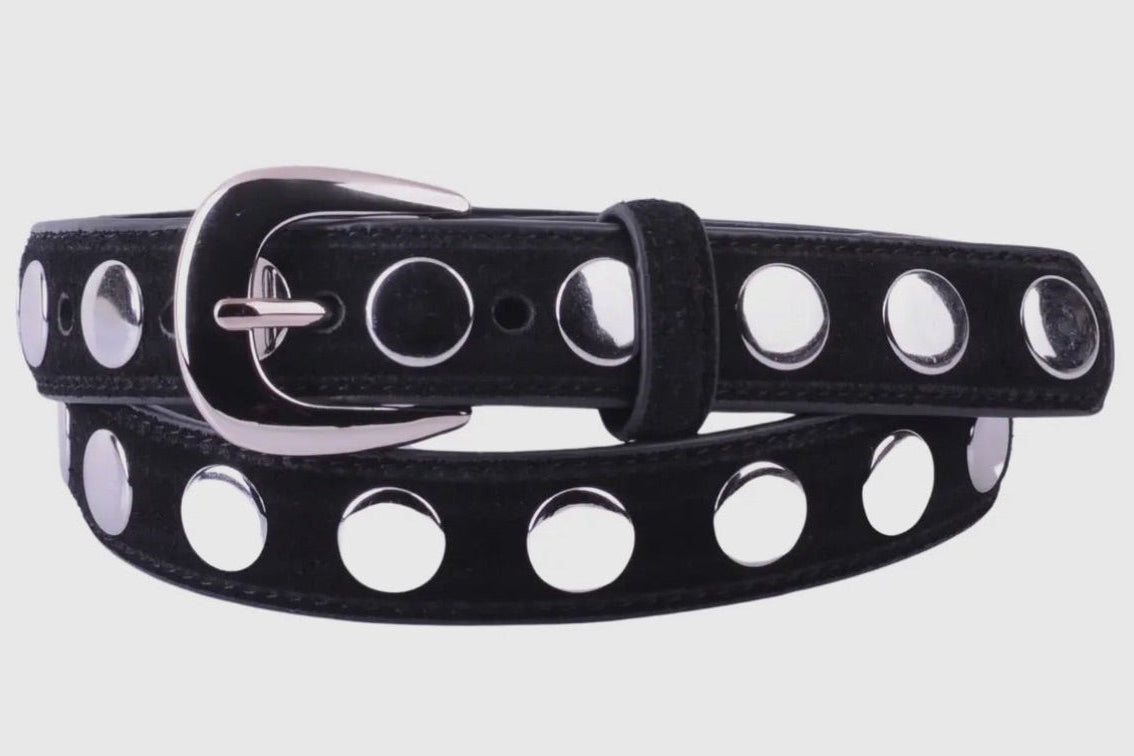 Suede Belt with Studs-black