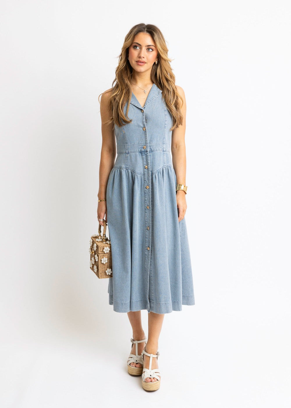 Denim Maxi Shirt Dress|130