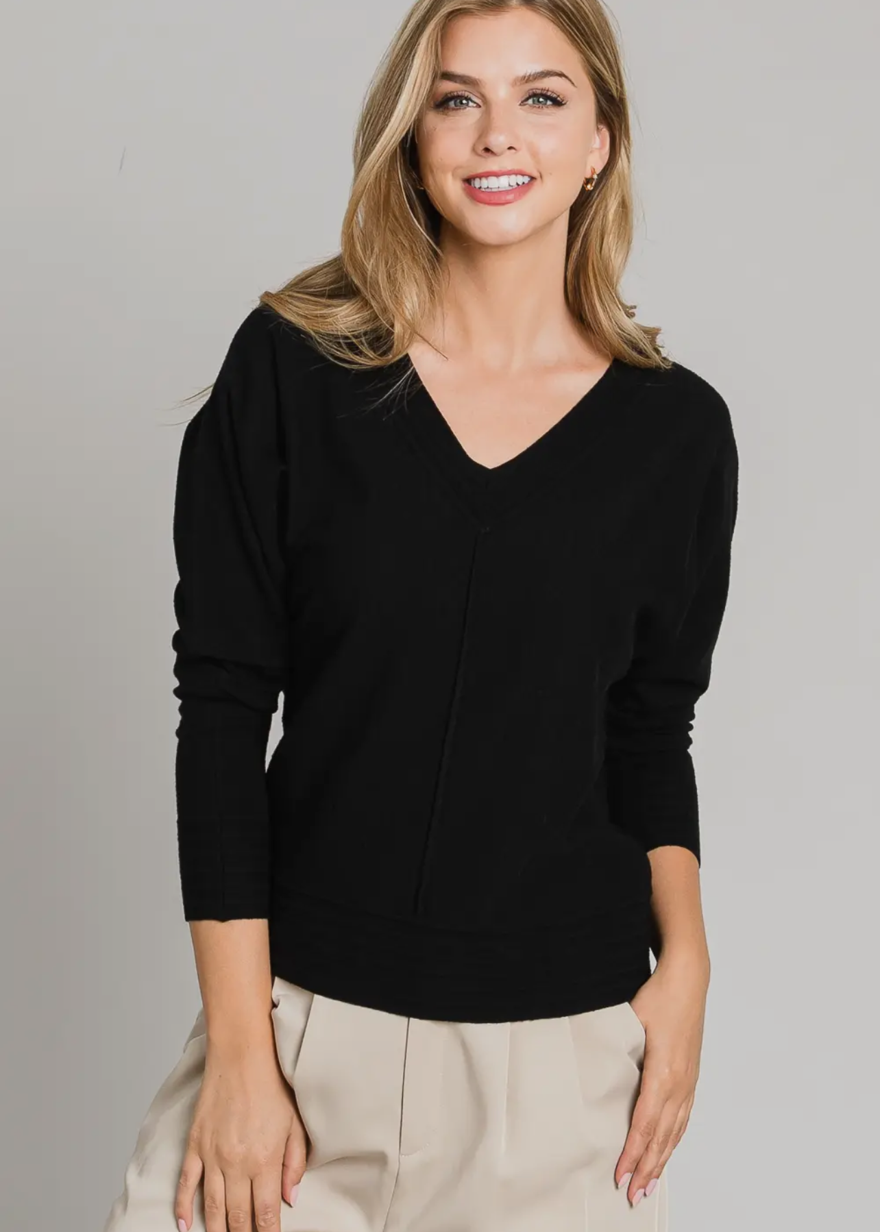 Soft rib-knit sweater - black