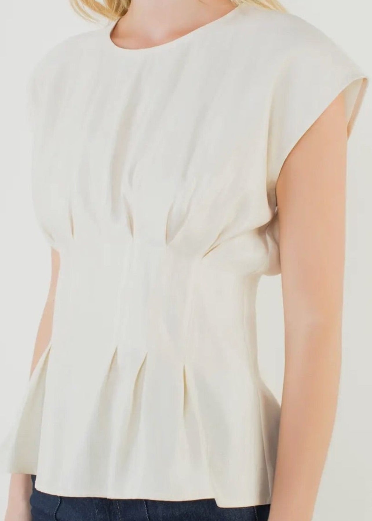 Short Sleeve Pintuck- Cream