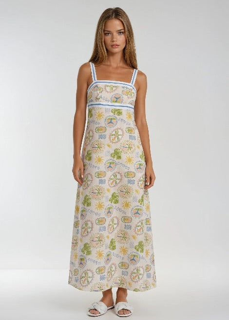 Seaside Scribbles Maxi Dress