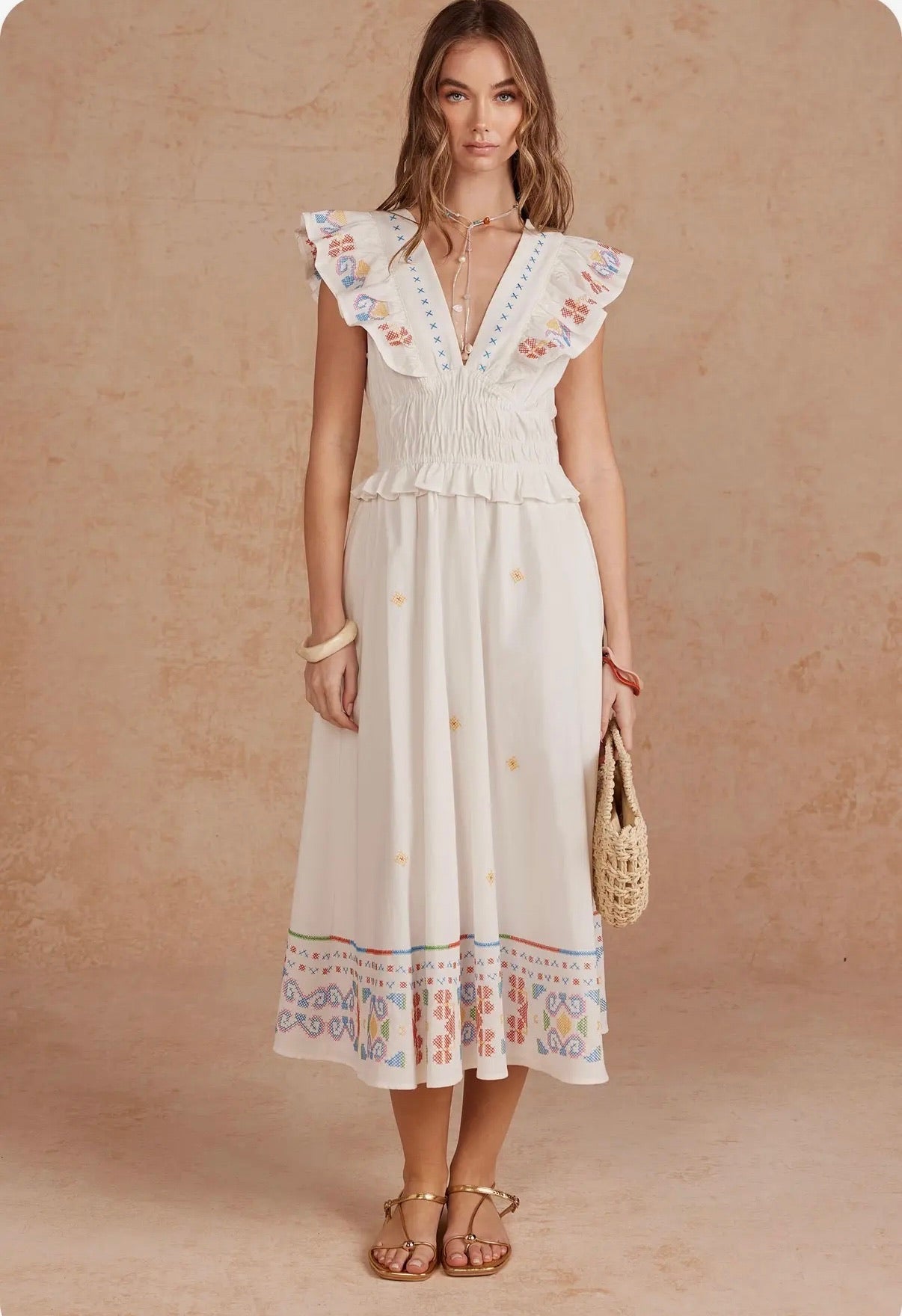 Cross stitch embroidered dress