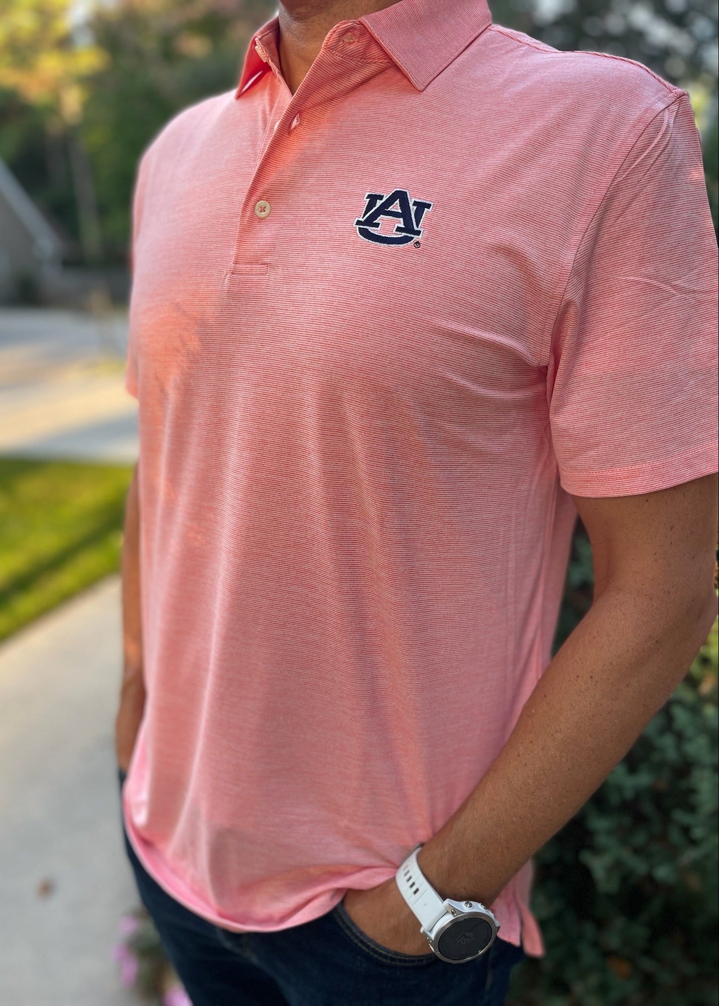 Auburn- Spacedye Polo-Endzone Orange