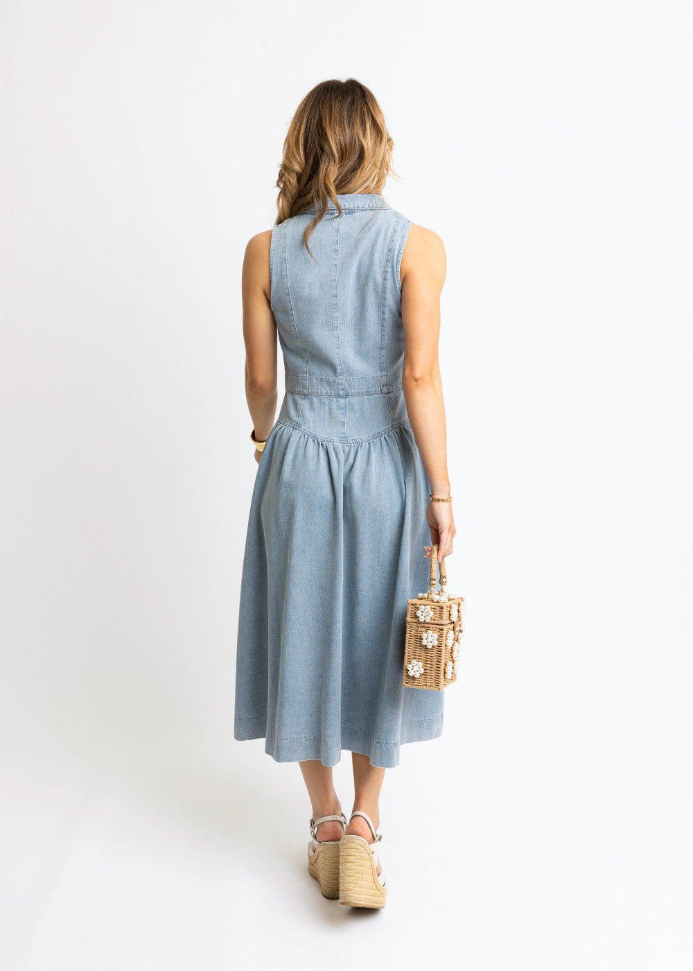 Denim Maxi Shirt Dress|129