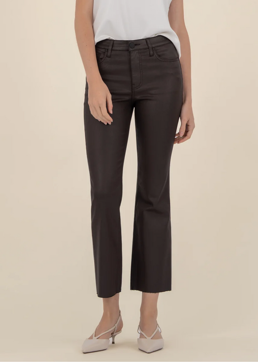 KUT from the Kloth-Meg Coated High Rise Wide Leg - Chocolate