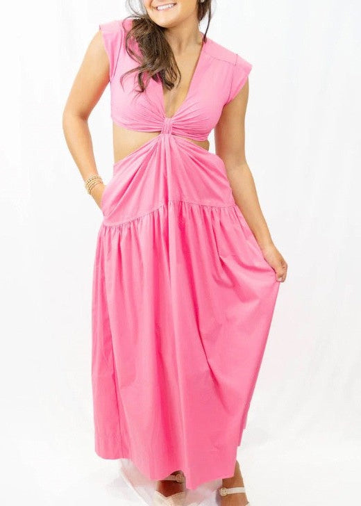 Solid Poplin Knot Cut-Out Maxi|59