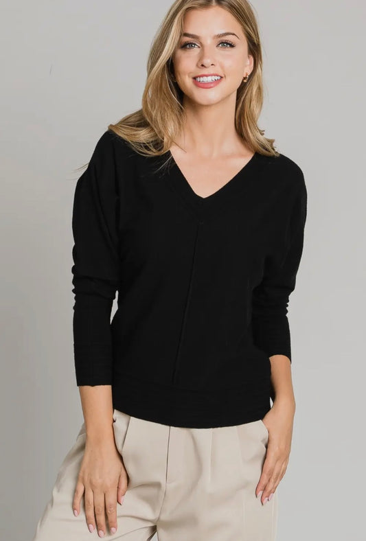 V-Neck Sweater - Black|186