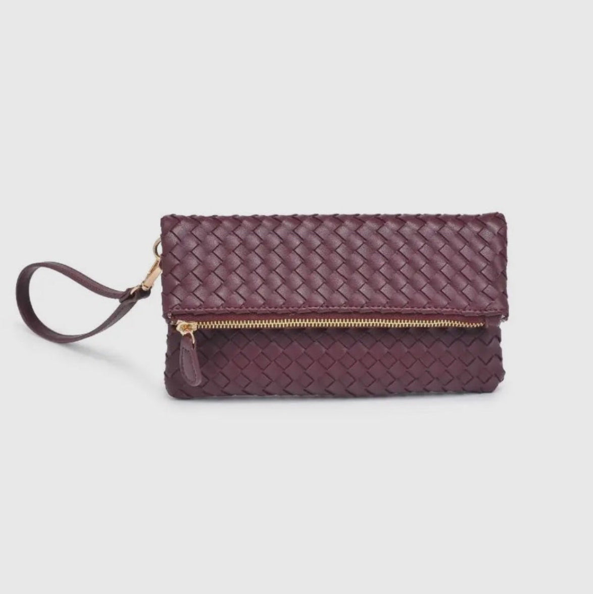 Aria Woven Wristlet Clutch-merlot