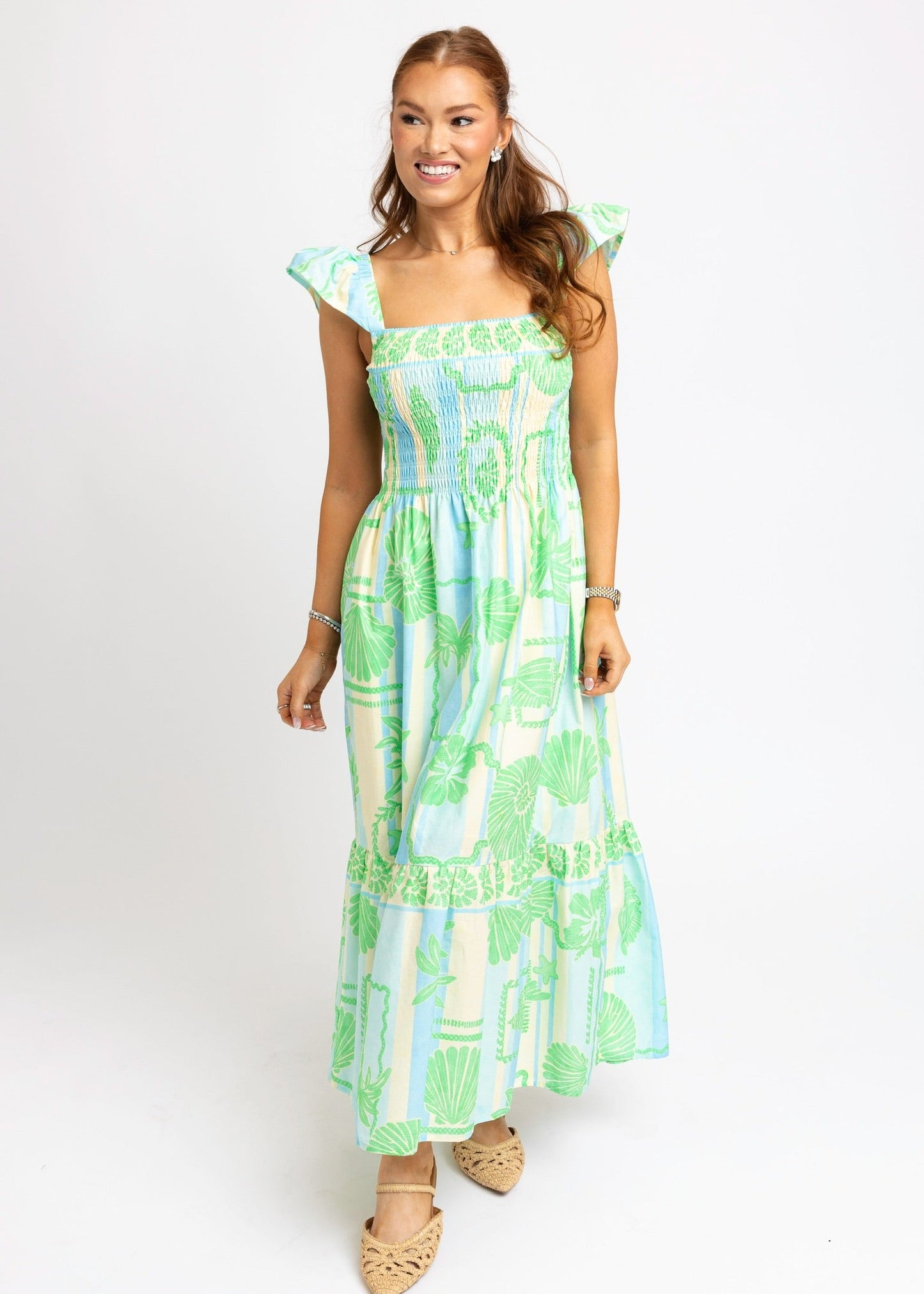 Sea Shell Poplin Maxi Dress