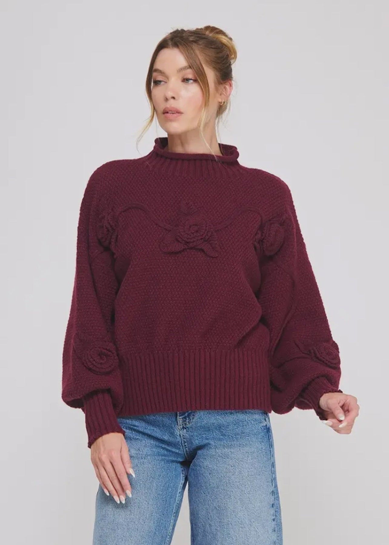 Lofty Turtle-Neck Sweater - Wine
