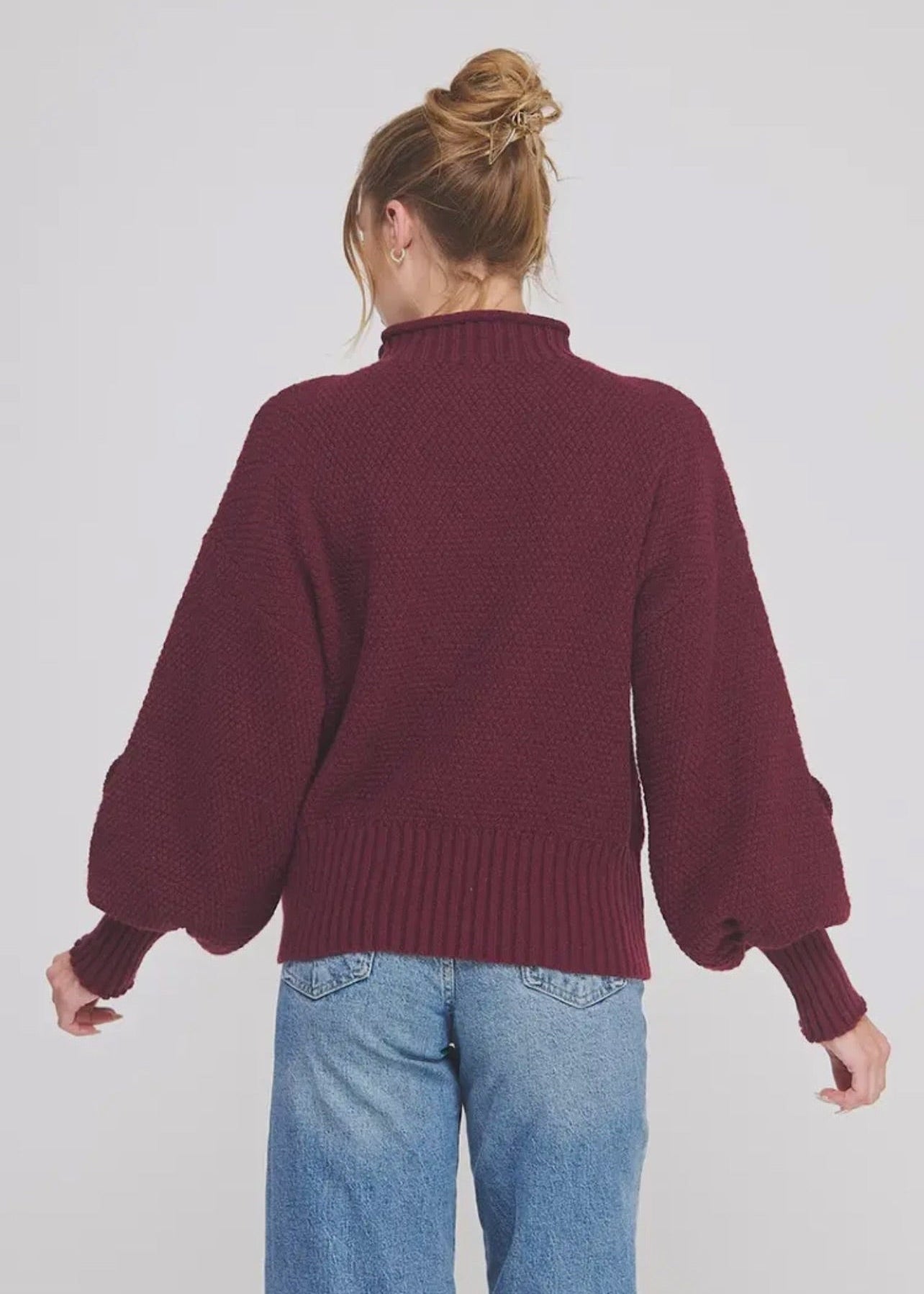 Lofty Turtle-Neck Sweater - Wine