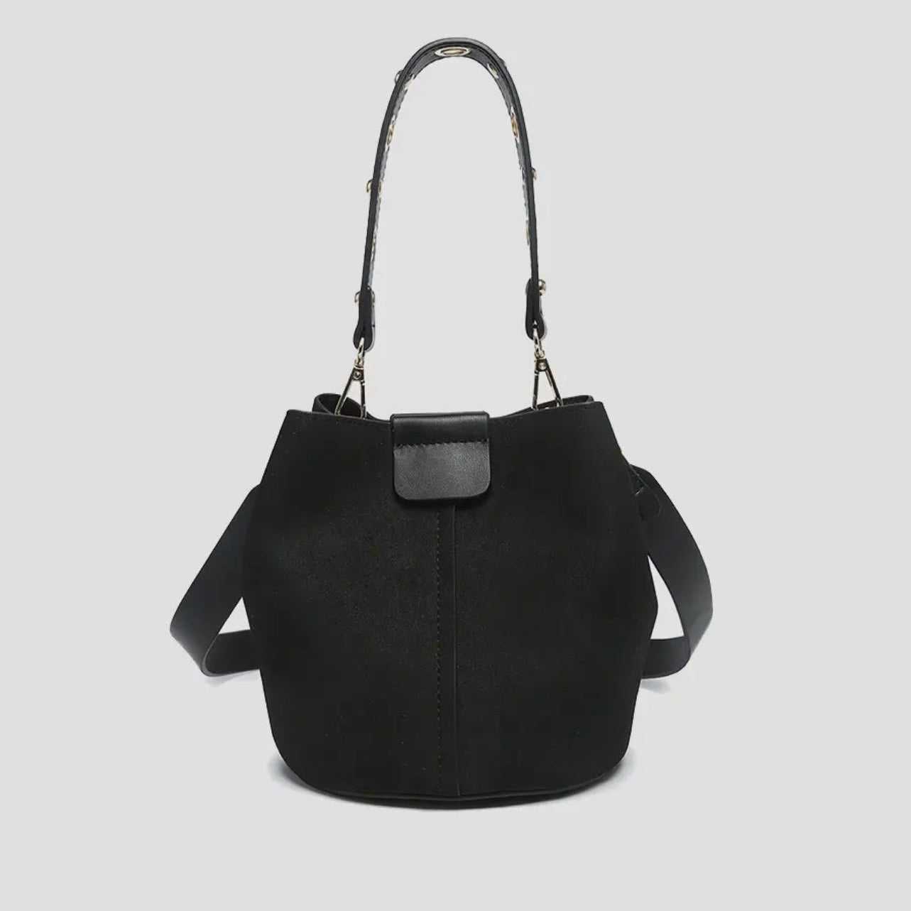 Farrah Suede Bucket Bag-Black