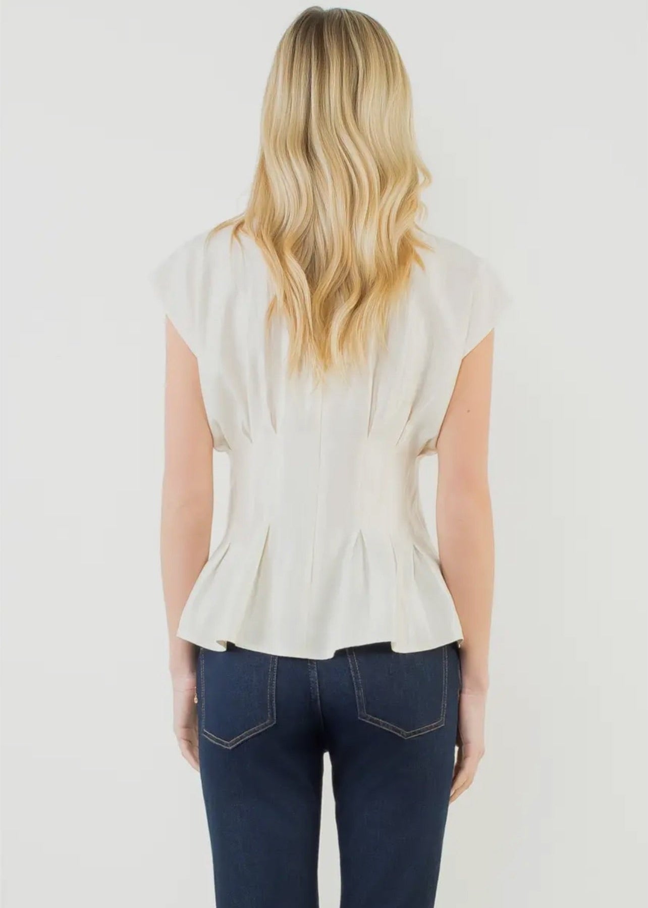 Short Sleeve Pintuck- Cream