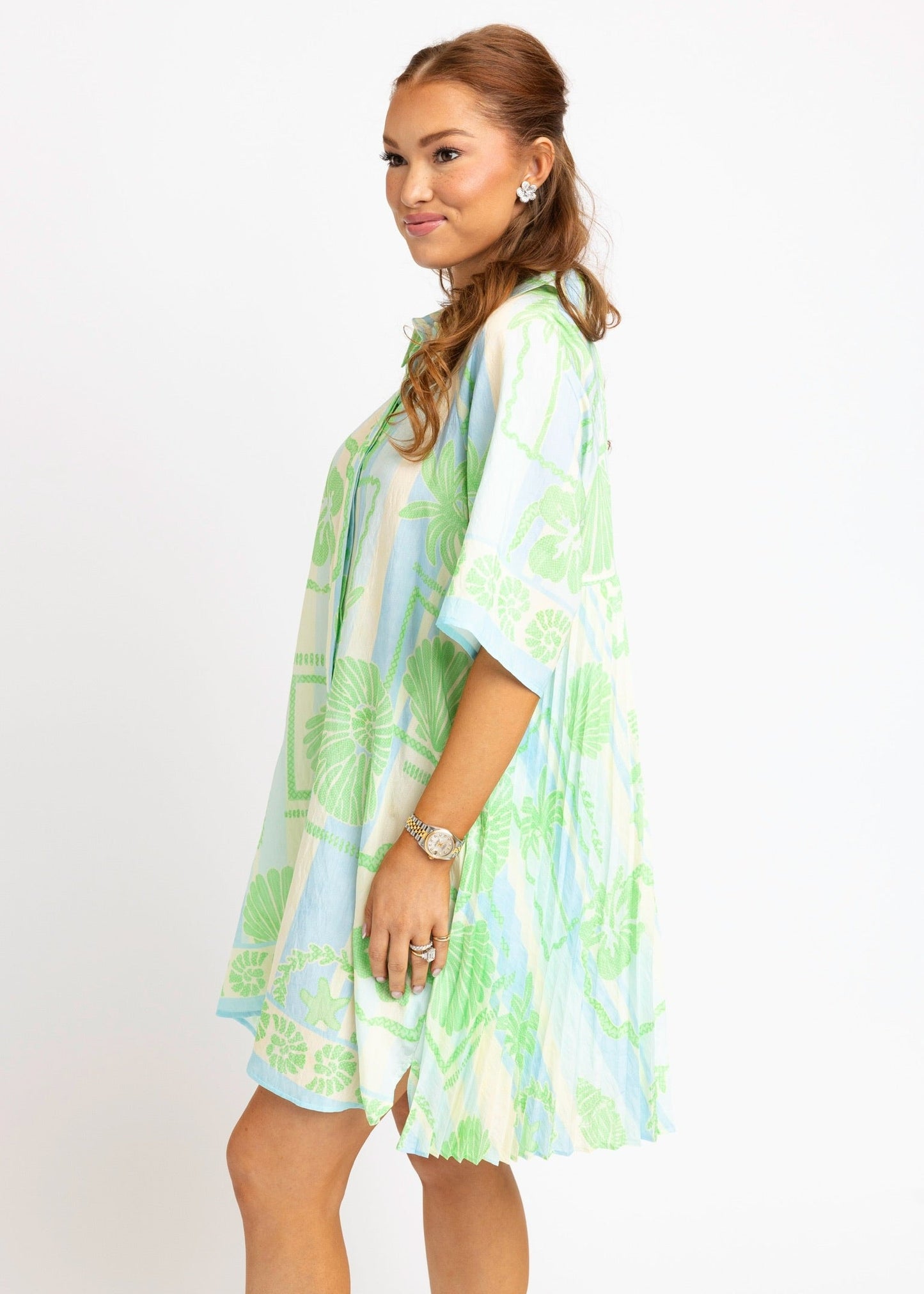Sea Shell Stripe Shirt Dress