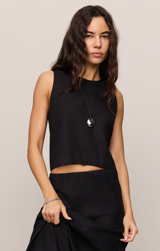 Sloane Linen Top - Black